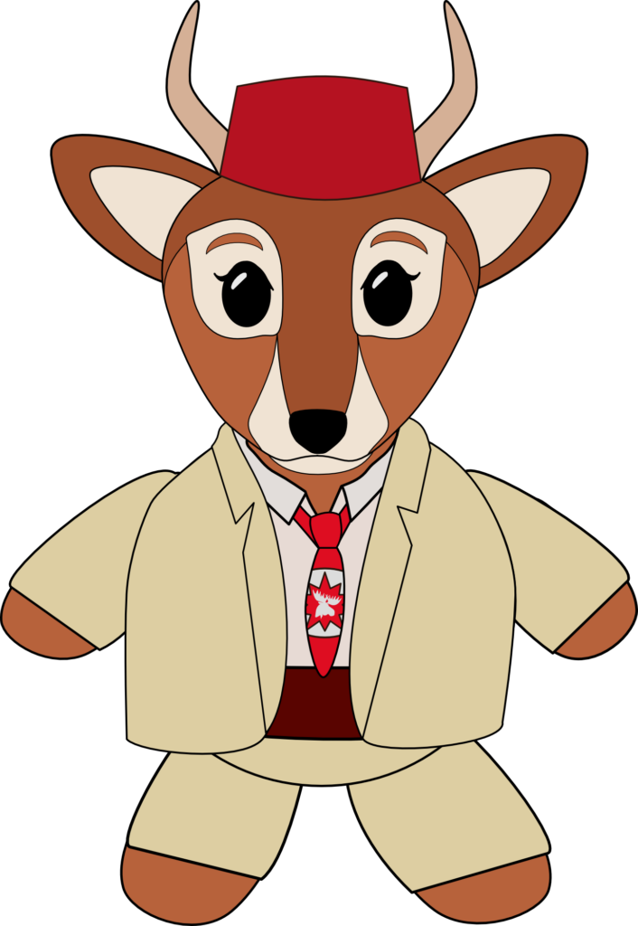 Spike the Deer in his adventurer gear